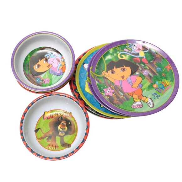 Vintage Dora Madagascar Sponge Bob Melamine Bowls Plates 2004/05 Cartoon Kids - Picture 4 of 14